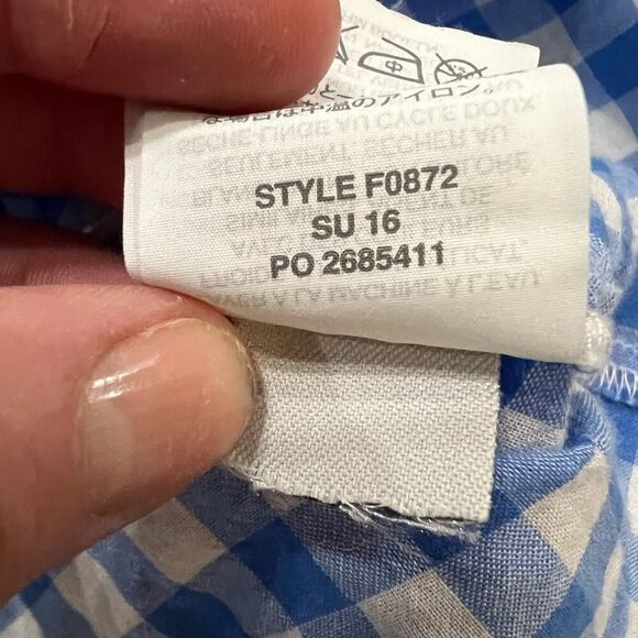 J. Crew blue white checkered gingham tie front boy shirt collared top size 6 - Picture 9 of 10